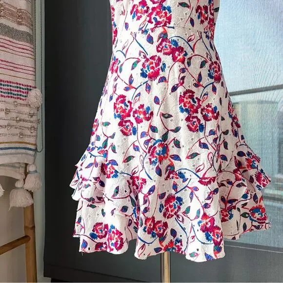 Tanya Taylor White Embroidered Sleeveless Mini Dress Women’s Size 2 - Picture 3 of 10